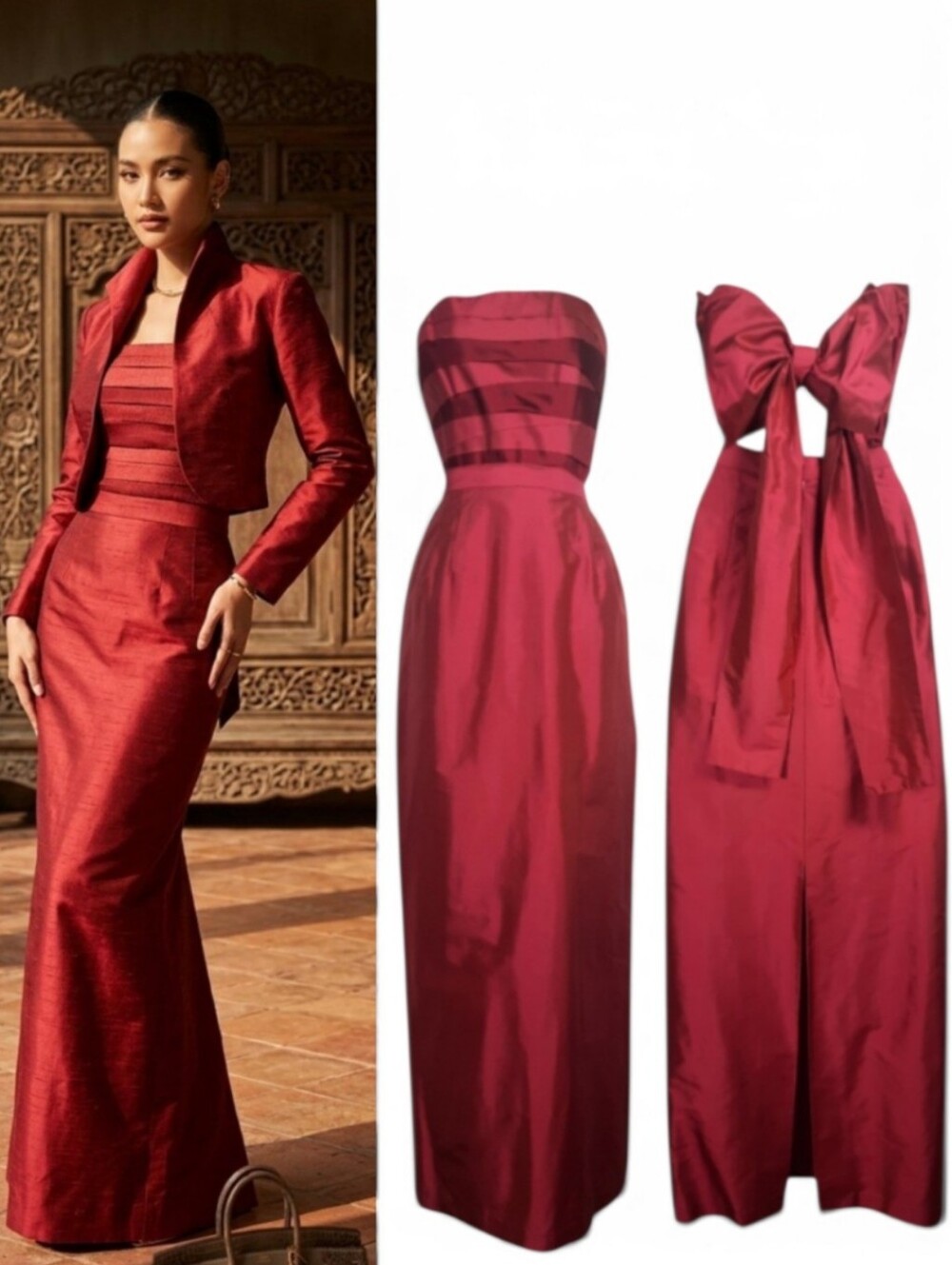 Bandage Corset Silk Dress Gown Wrap Bustier Skirt Jacket Sexy Formal 3 Pc Set 6